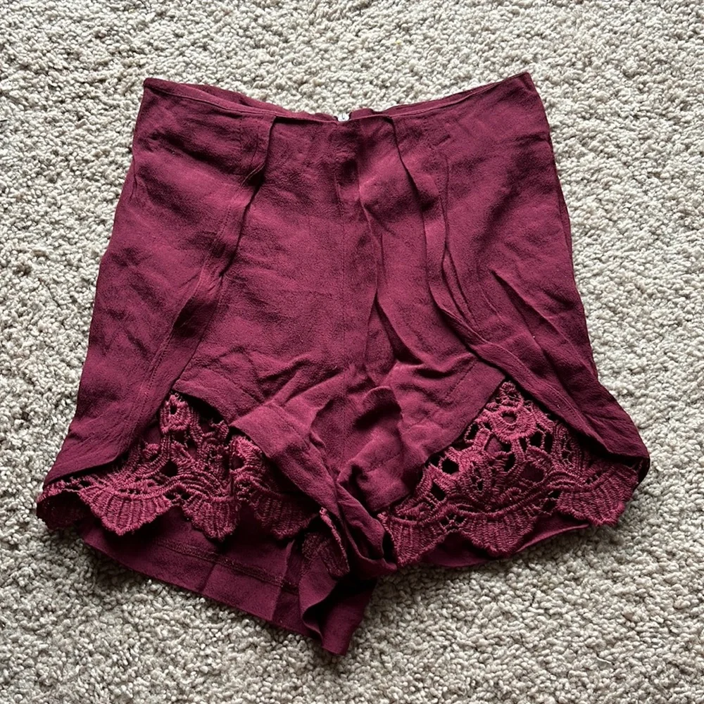 Burgundy lace soft shorts - Picture 1 of 5